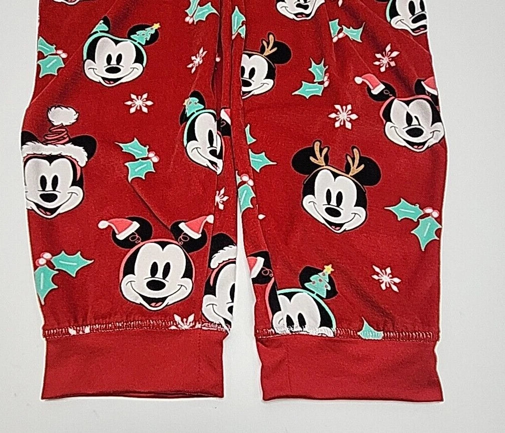 Disney Mickey Mouse Pajama Set Size XL Christmas Holiday Red Shirt Jogger Pant