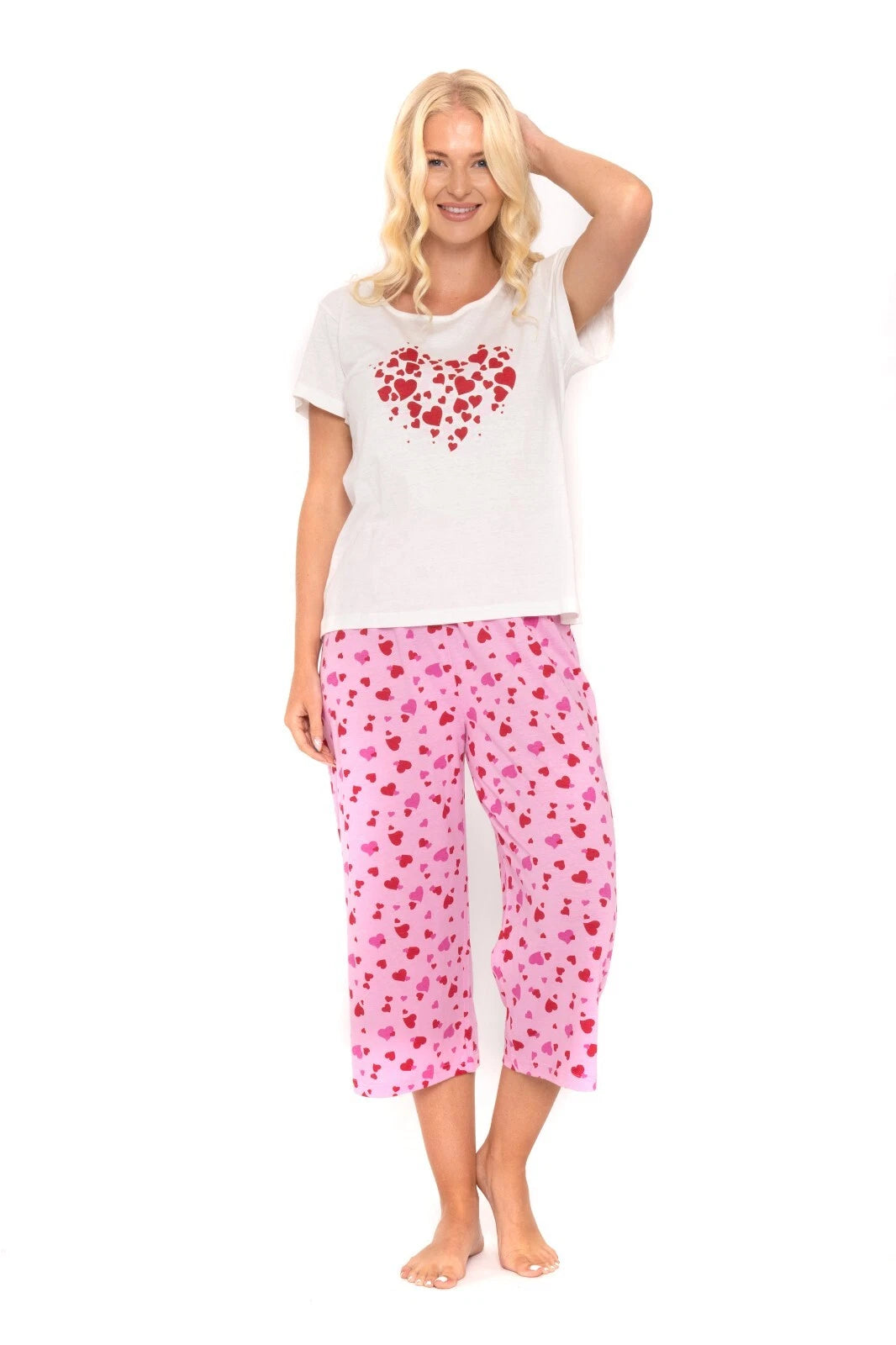 Suzy & Me Ladies 100% Cotton Jersey Crop Leg Pyjama