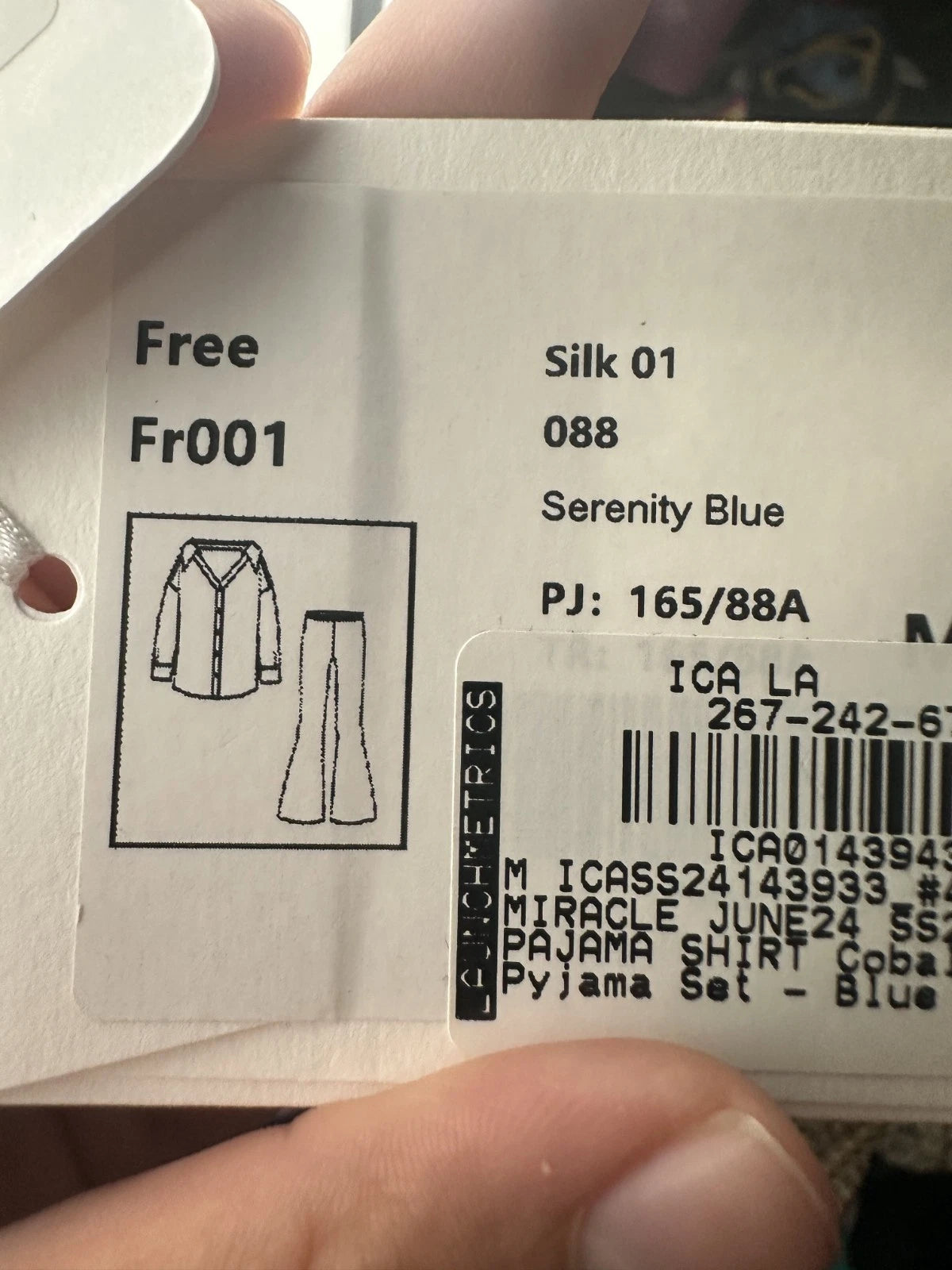 Silky Miracle PJ set longsleeve button down shirt and pants size M Blue