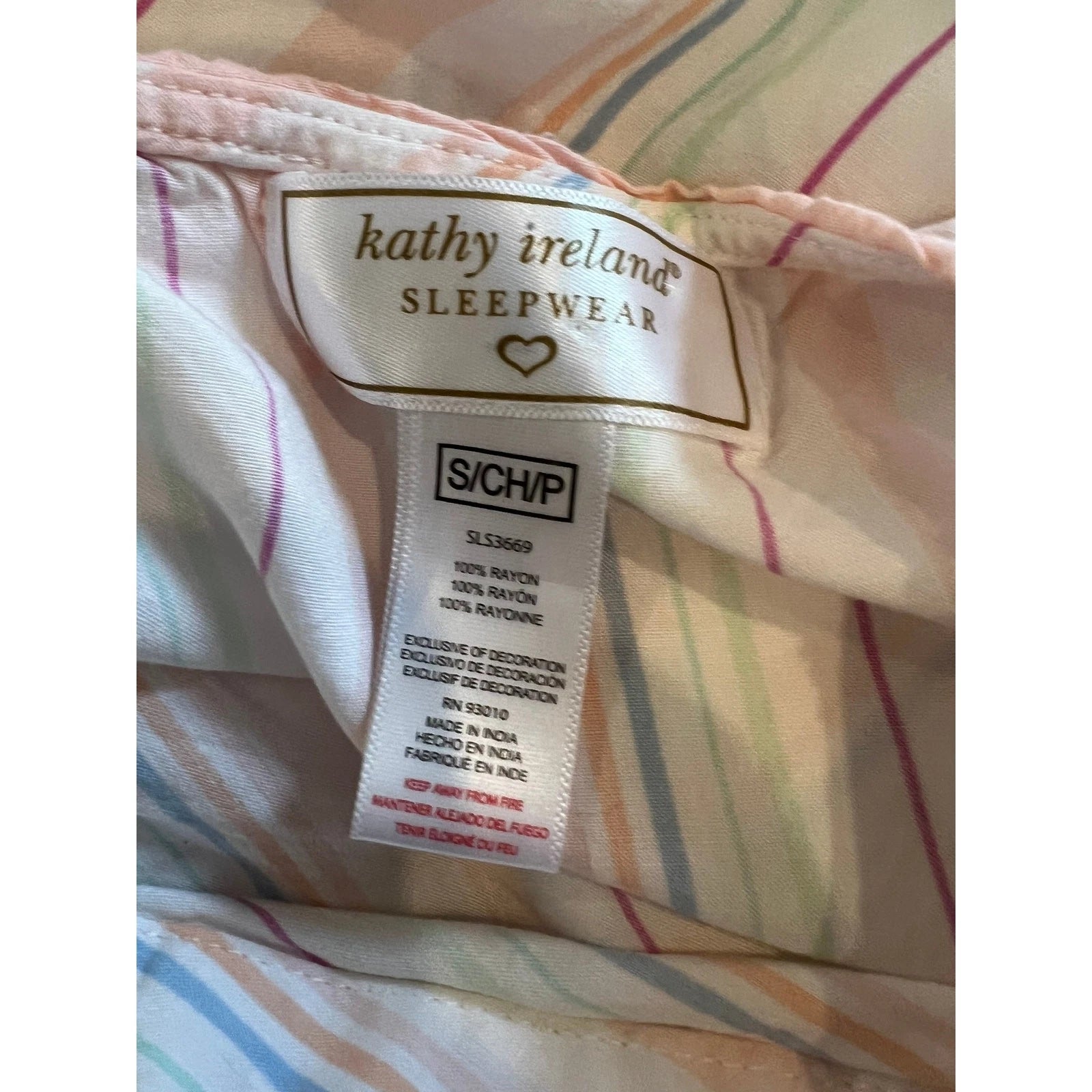 Kathy Ireland Sleepwear Pajama Set Pants Top Rayon S