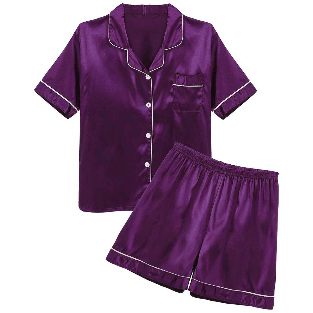 Mens Satin Nightwear Two Piece Pyjamas Pajamas Set Loungewear L-3XL-