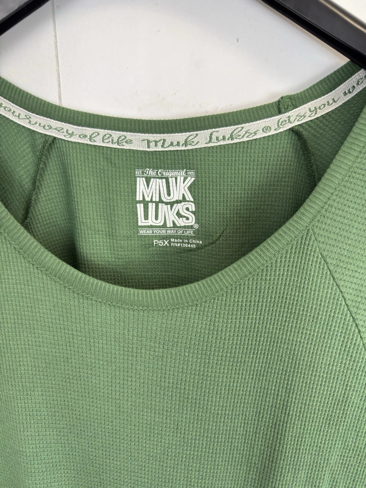 MUK LUKS Regular 2-Pc Lounge Set Women’s 5X Green Waffle Knit Top Wide Leg Pants