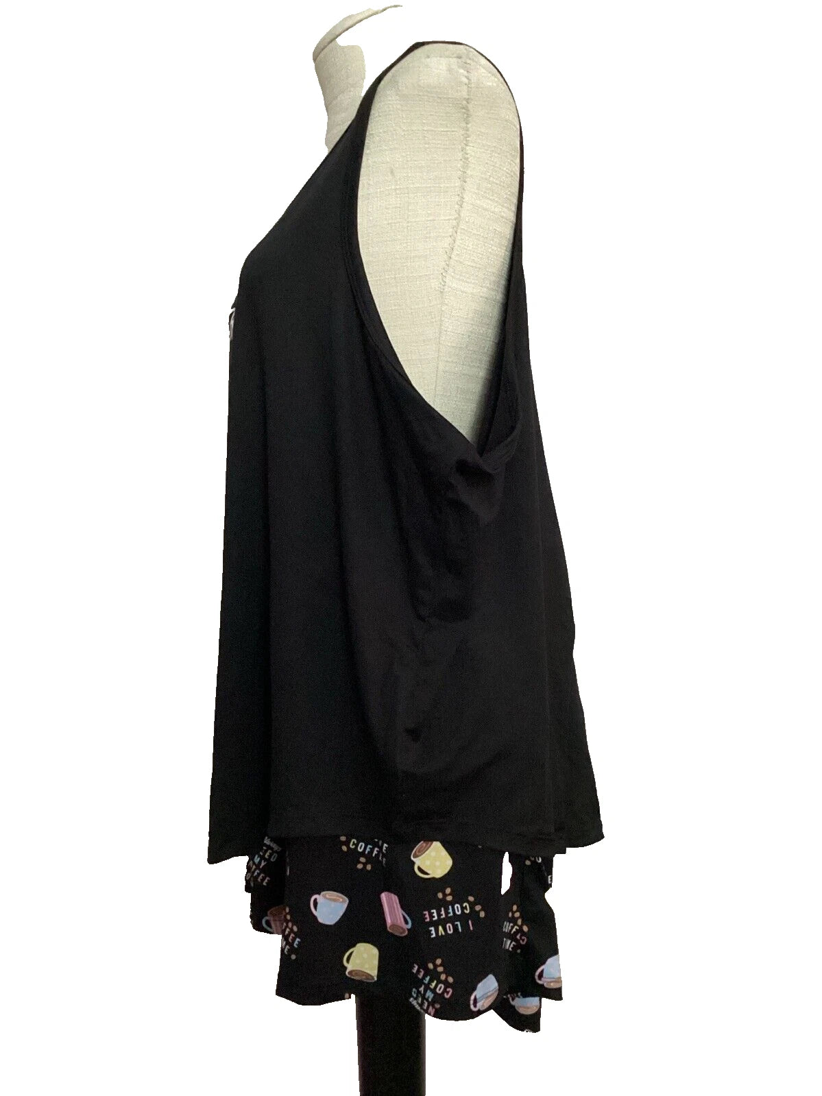 JOYSPUN  SLEEPWEAR SHORTY SET Black Coffee Tank & Shorts Sz 3X *