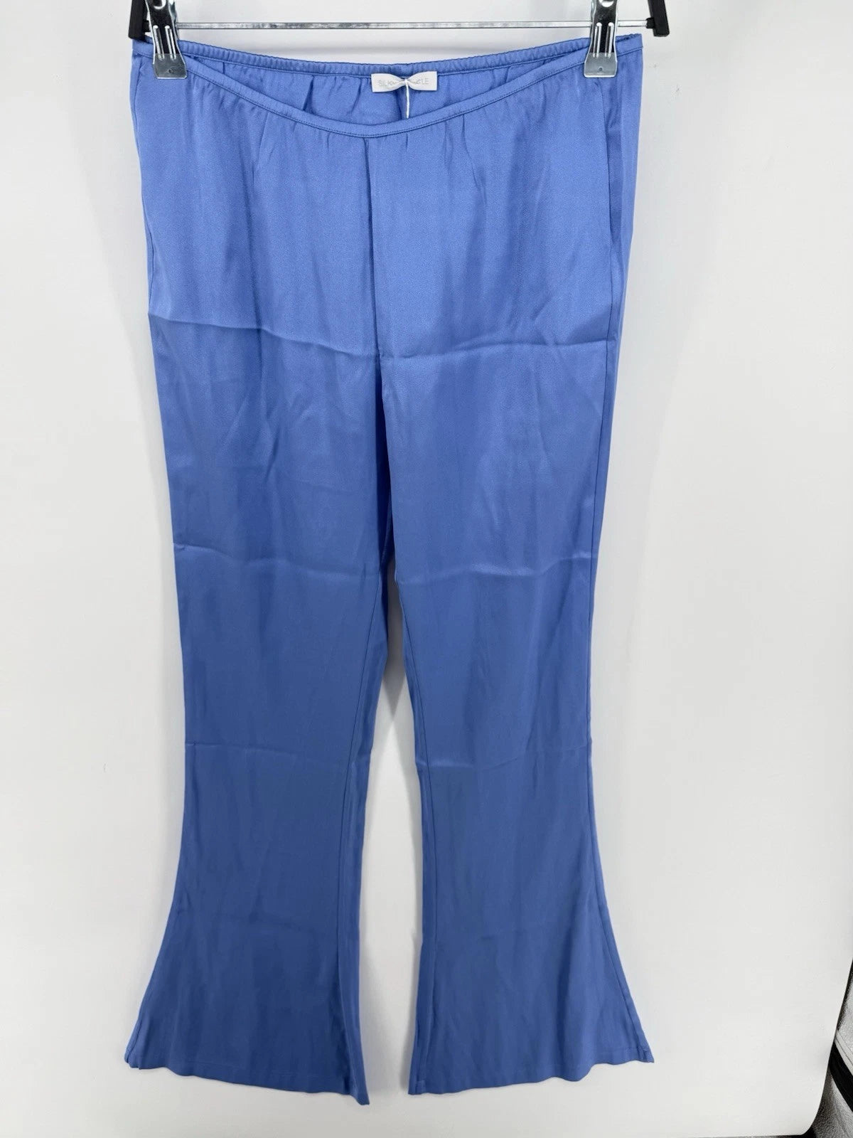 Silky Miracle PJ set longsleeve button down shirt and pants size M Blue