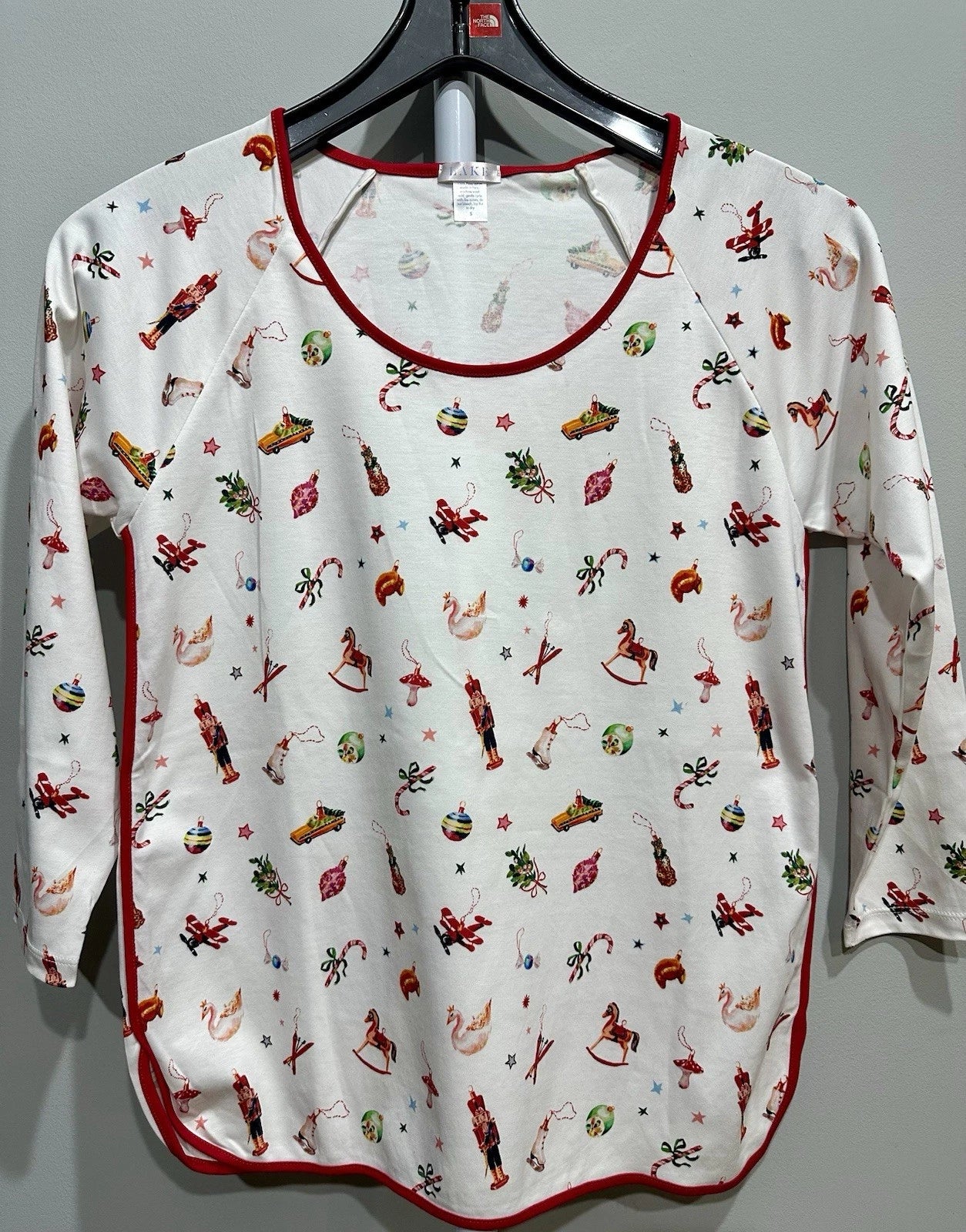 Lake Pajamas Set Pima Cotton Long-Long Sleeve Crop  Christmas White New Size S