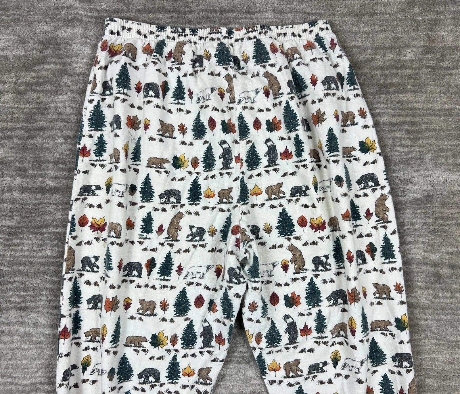 Personal Identity Intimates Pajama Suit Large White Bear Forest Print Two Piece