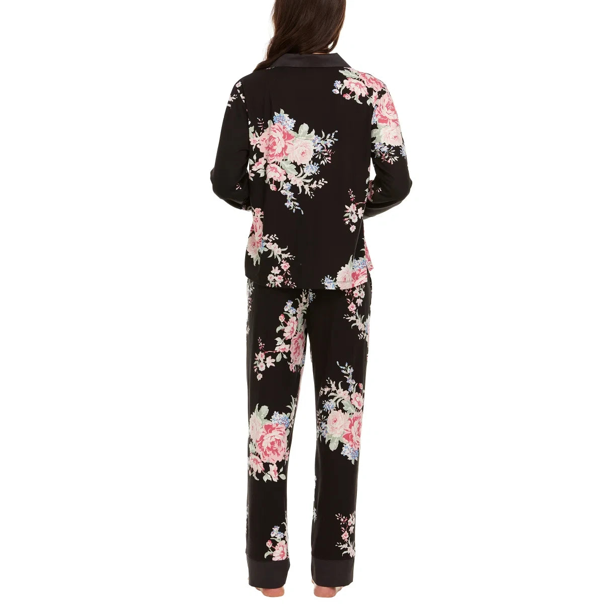 Flora Nikrooz Women's Satin Trim Notch Collar PJ Set