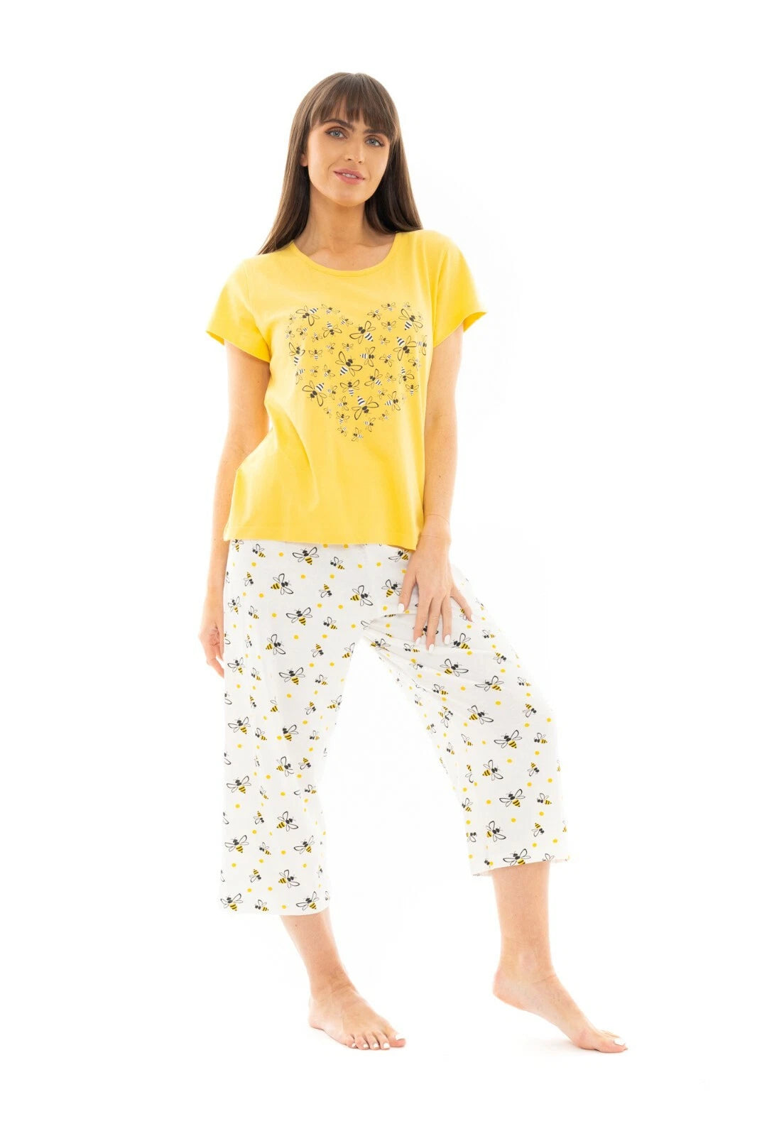 Suzy & Me Ladies 100% Cotton Jersey Crop Leg Pyjama