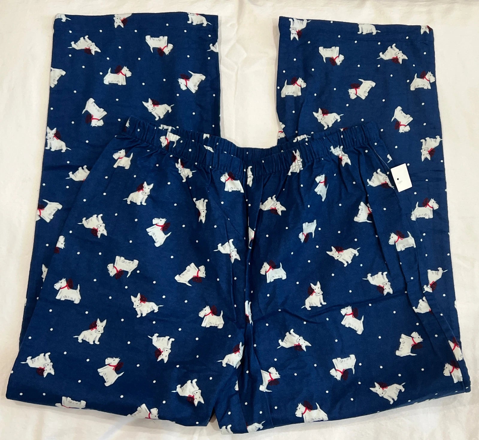 Charter Club Long Sleeve Flannel Pajama Set Womens S Small Scottie Dogs Blue New