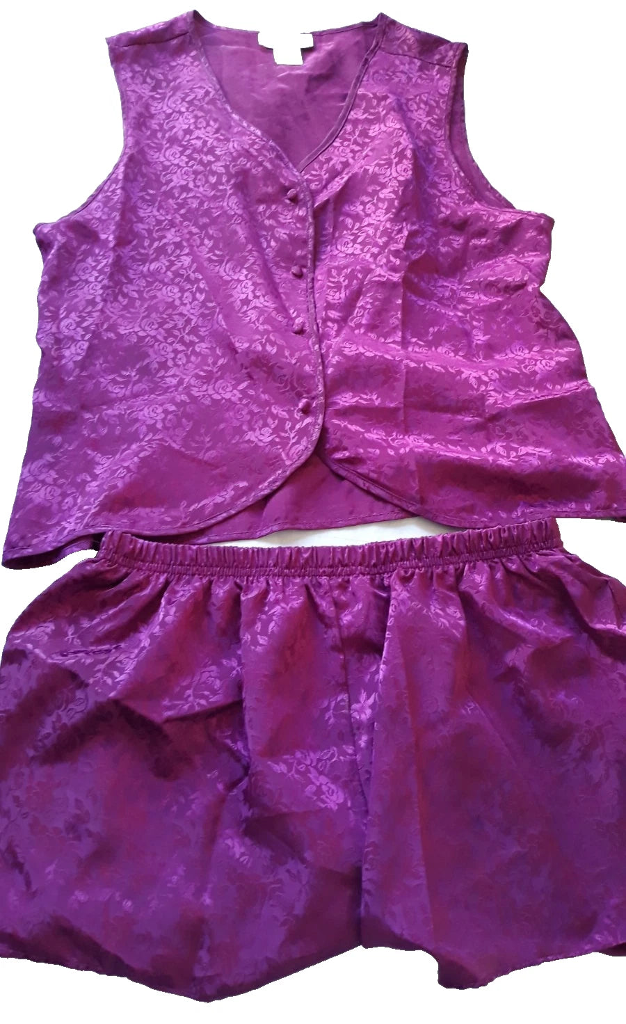 Magenta 2 Piece Pajama's Size Large Alexandra Nicole Satin Flirty & Fun