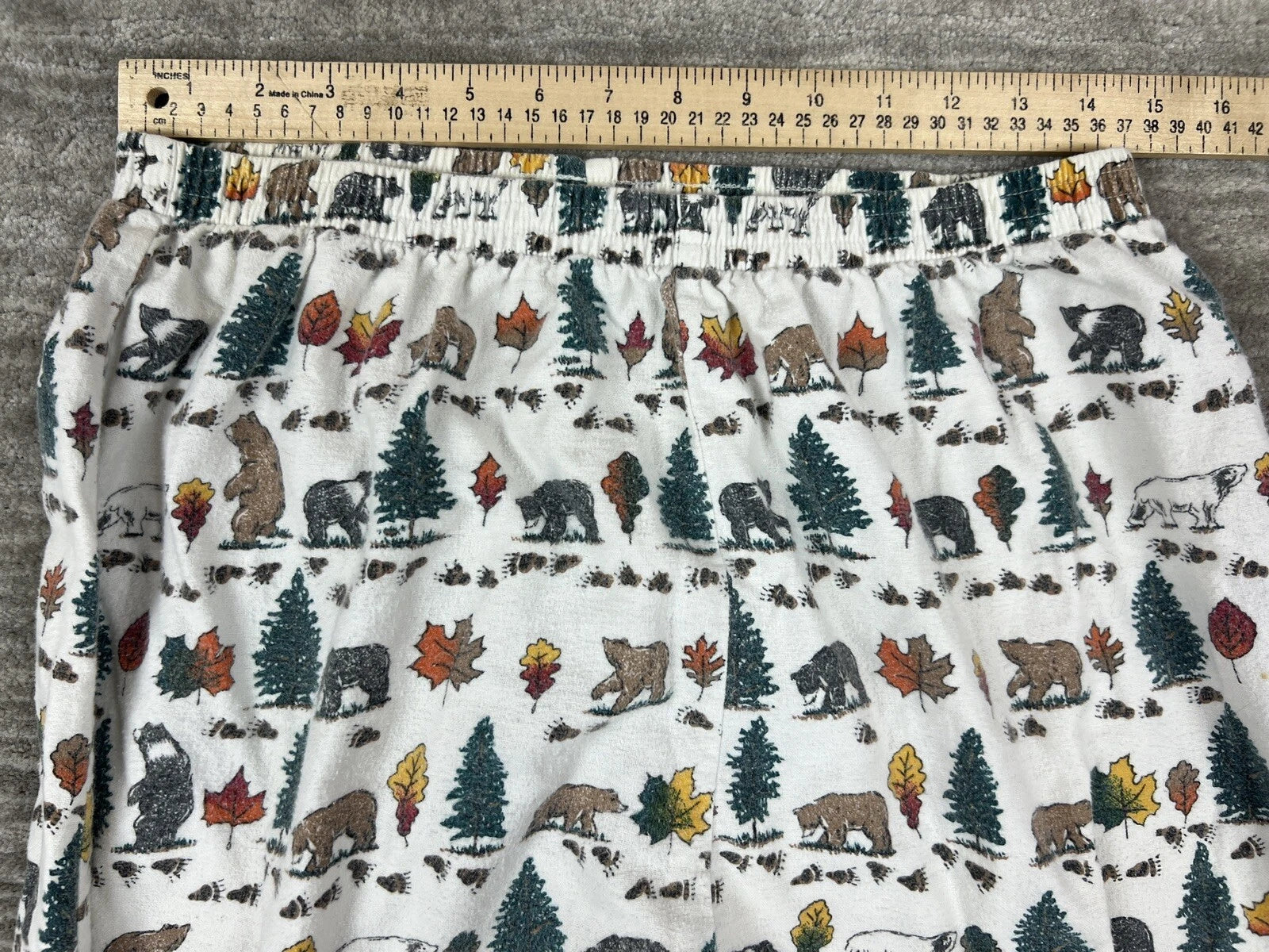 Personal Identity Intimates Pajama Suit Large White Bear Forest Print Two Piece