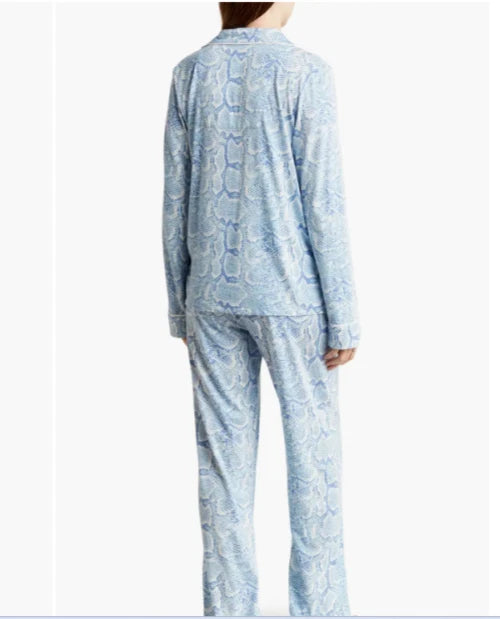 NWT PJ Salvage Ice Blue/Ivory EXOTIC SNAKESKIN Jersey Knit Pajama/Lounge Set M