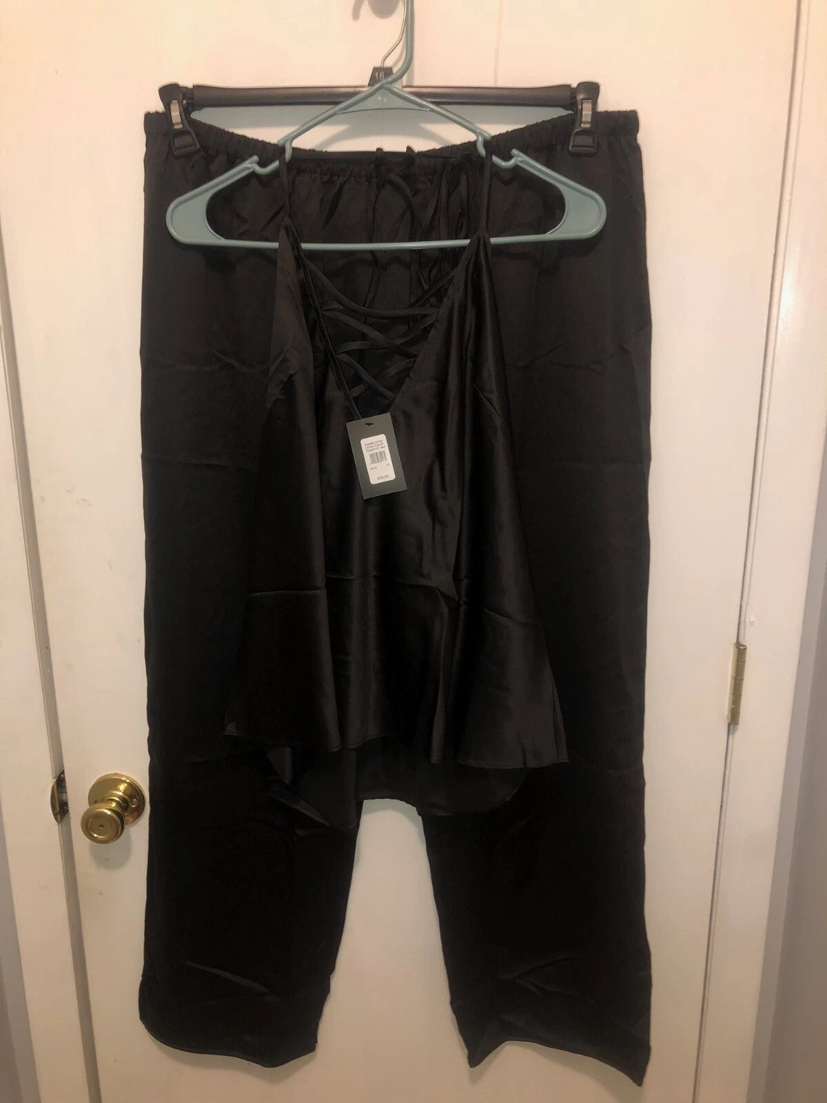 NWT Frederick's of Hollywood Plus SZ 3X Summer Lattice Lacing 2 Piece Pajama Set