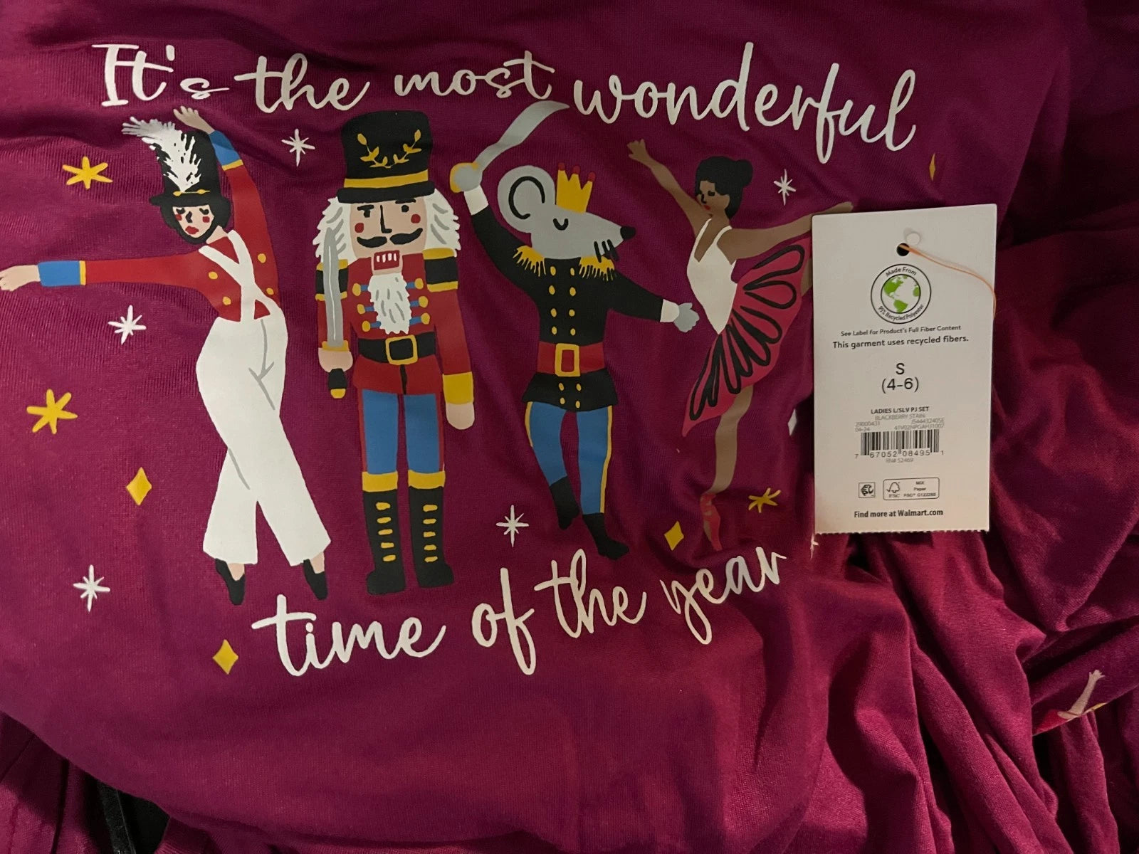 Joyspun Women's Size Small (4-6) Purple Nutcracker Pajamas Joggers Set Christmas