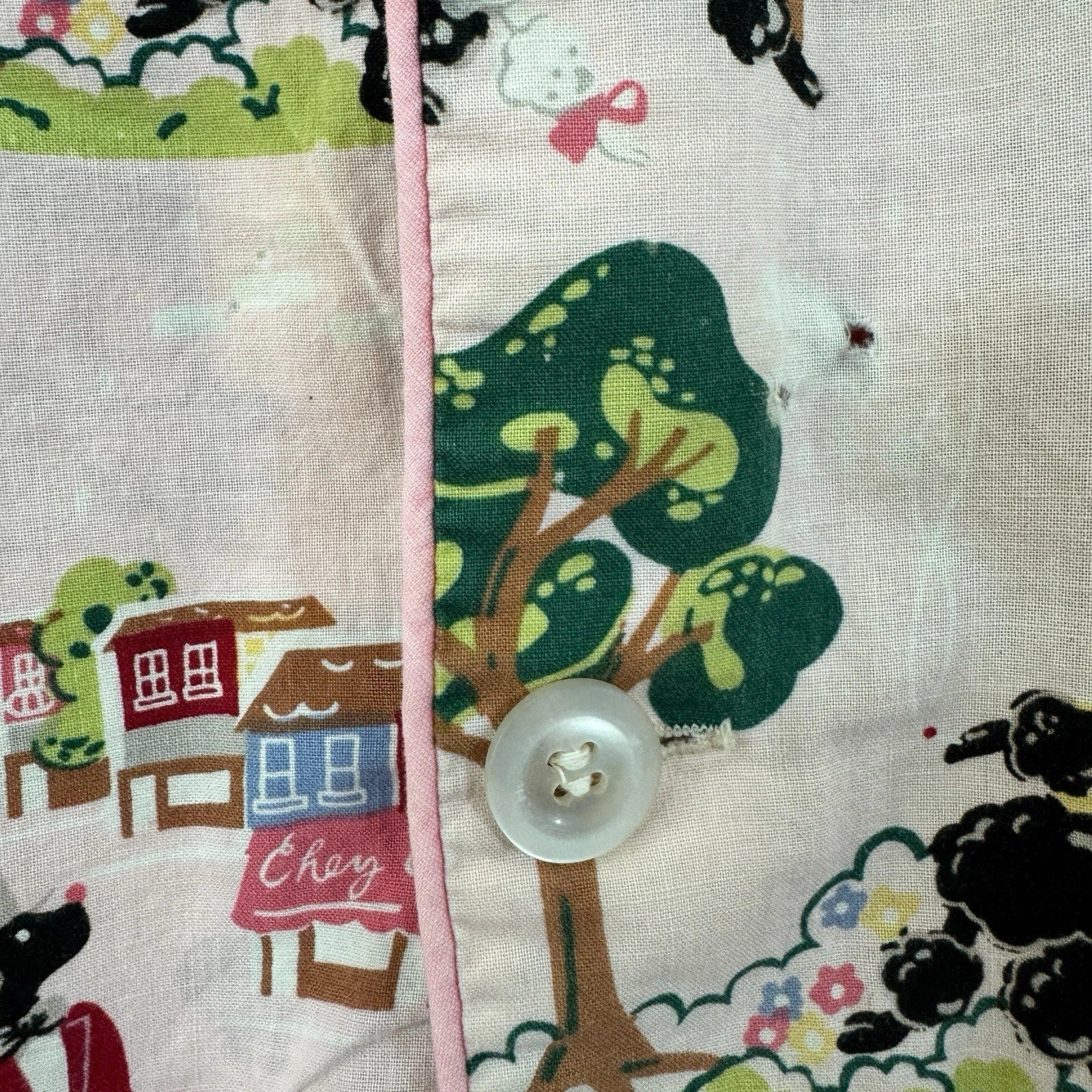 Nick & Nora Medium Pajama Set Poodles In Paris Cotton Top Pants Womens READ