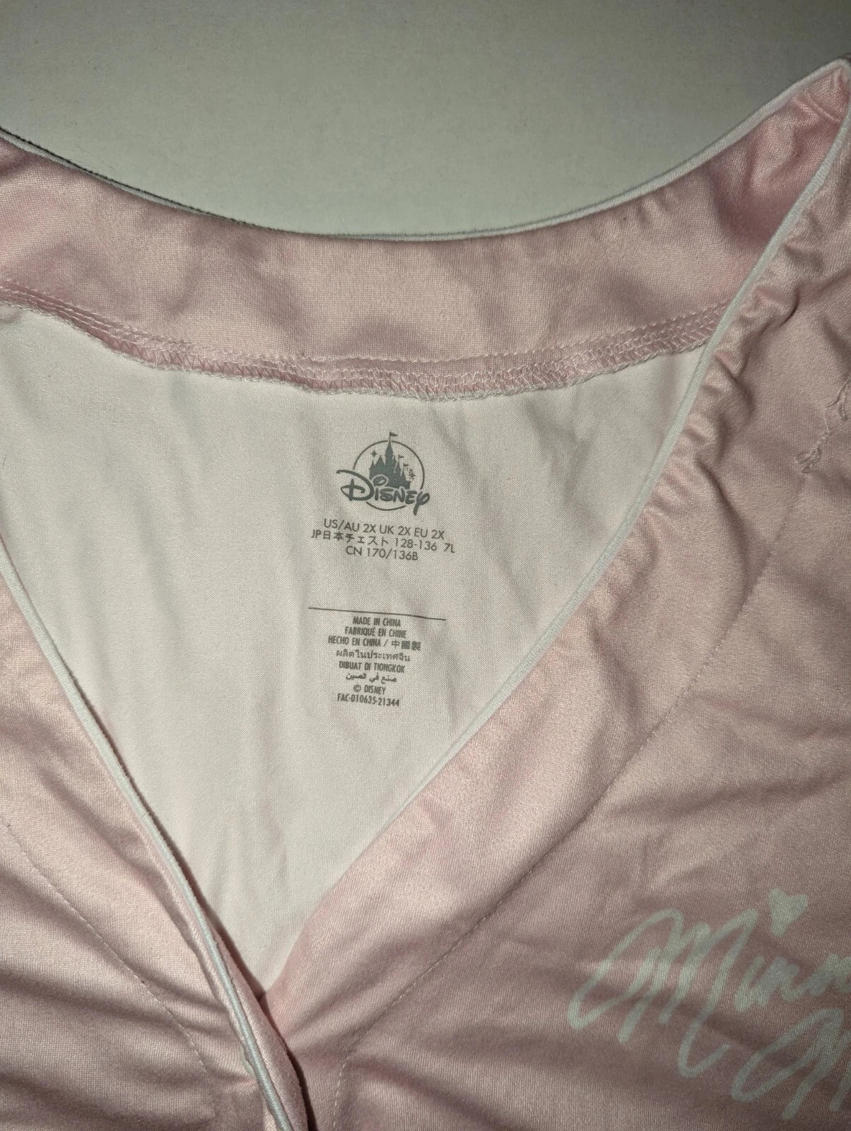 Disney Pink Minnie Mouse Pajama Set 2X- Very Good(See Photos)