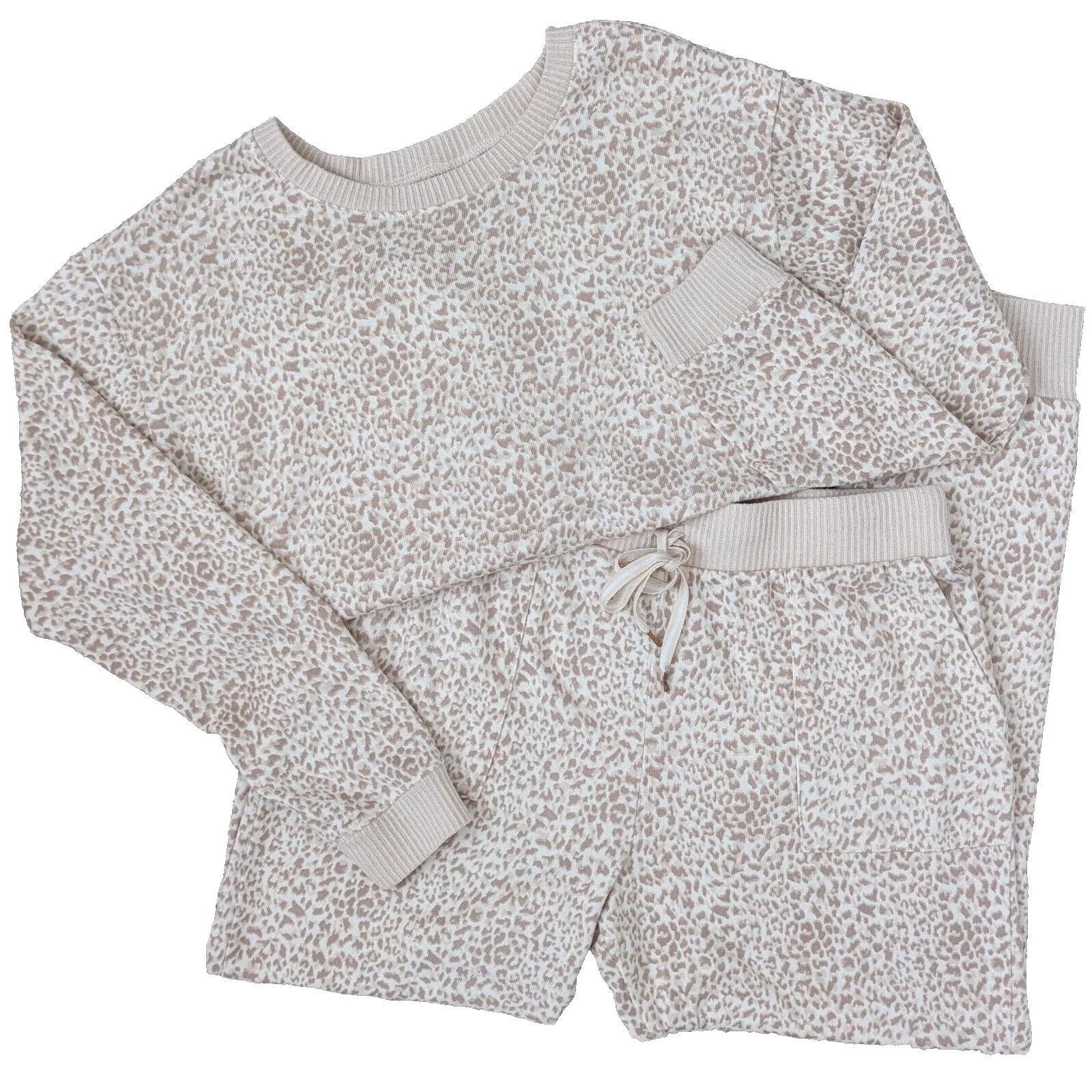 Honeydew 2-Piece Long Sleeve Jogger Pajama Set Womens Large Leopard Animal Print