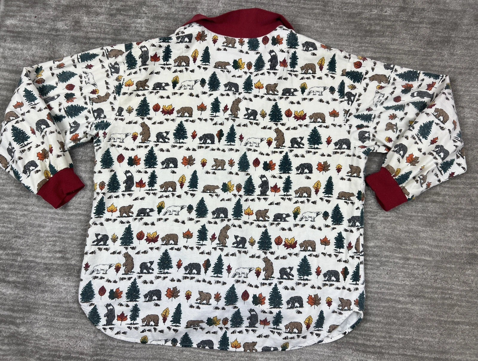 Personal Identity Intimates Pajama Suit Large White Bear Forest Print Two Piece