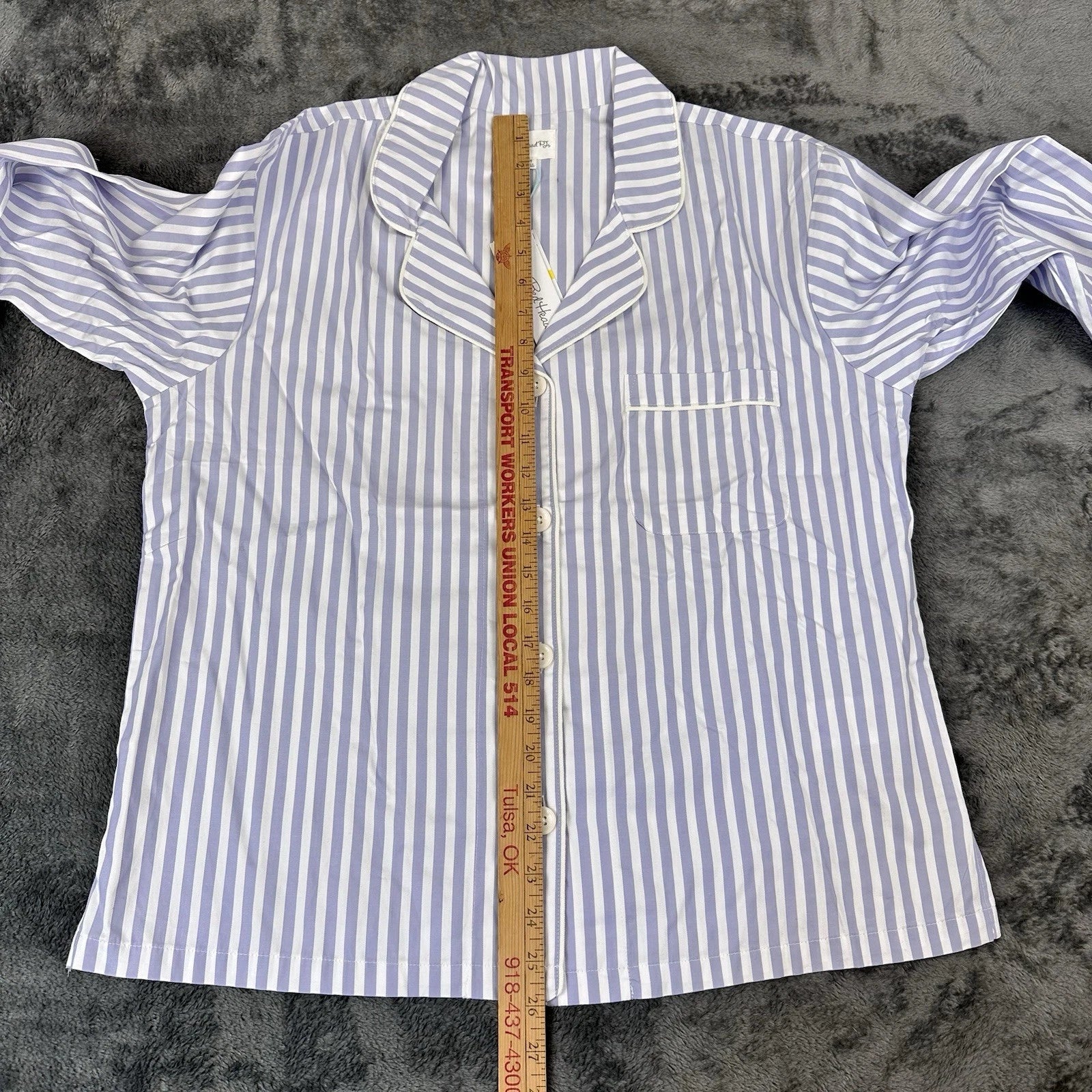 Bed Head 2pc Pajama Set Size Medium Blue Stripe Relax Fit Long Sleeve Women NWT