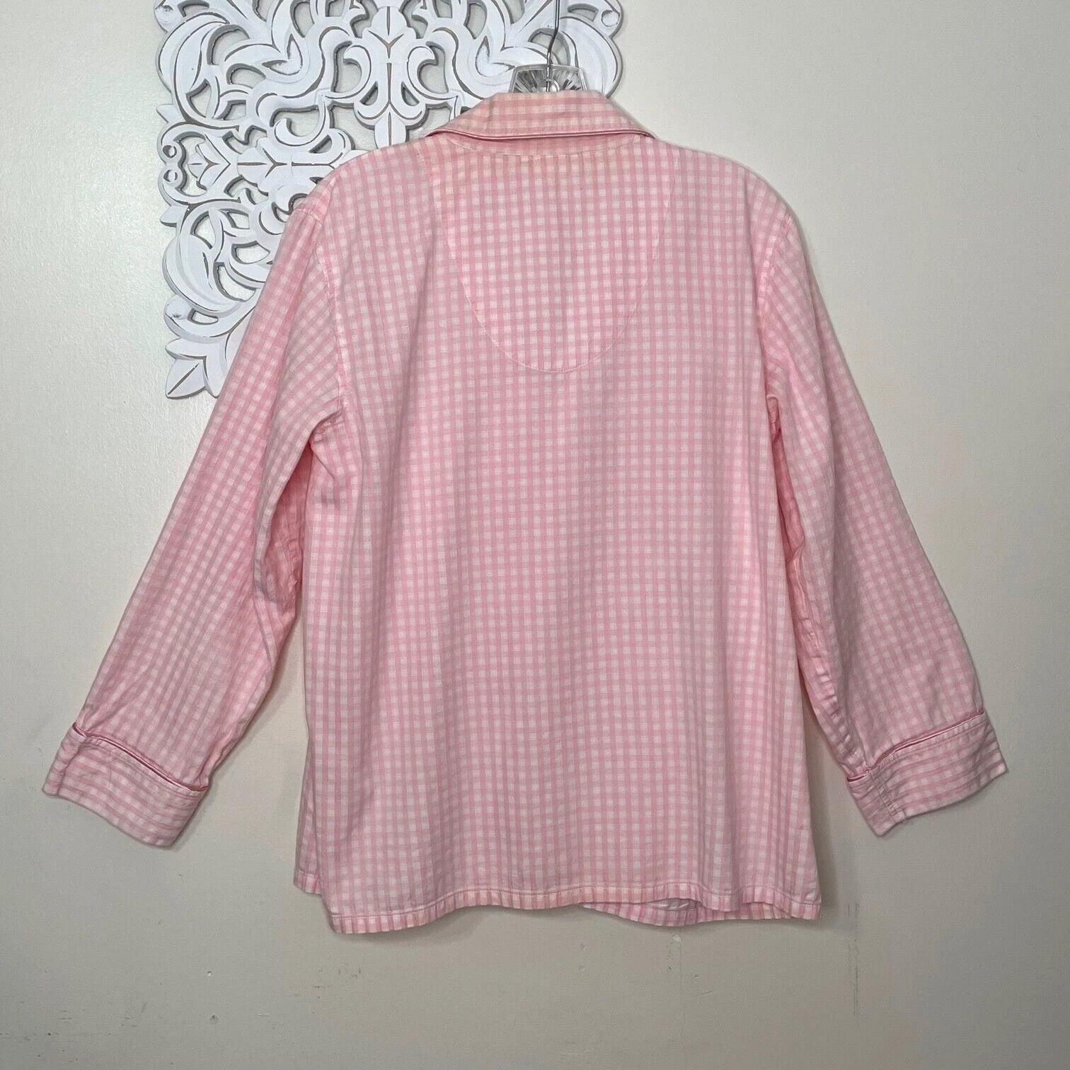 NAUTICA Sleepwear women's Medium pajama set pink gingham breast cancer awareness
