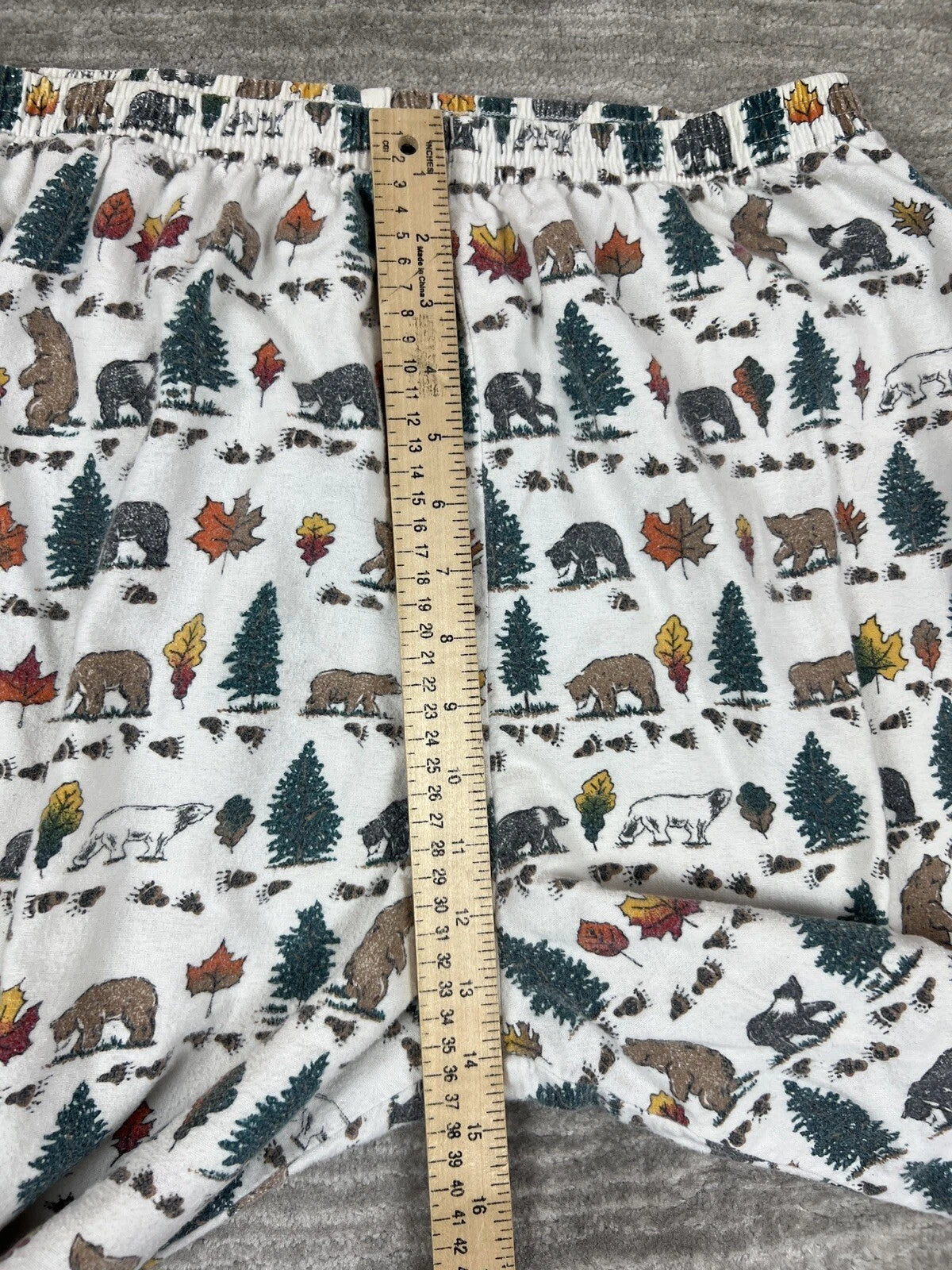 Personal Identity Intimates Pajama Suit Large White Bear Forest Print Two Piece
