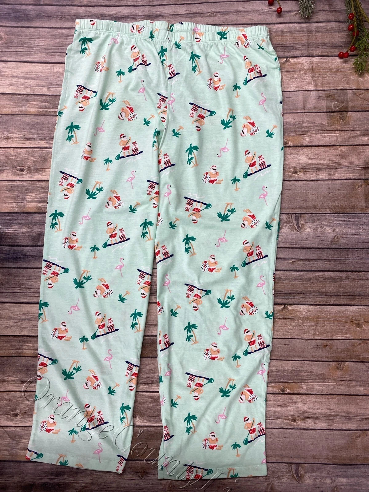 Women's Matching Tropical Santa Pajamas set Christmas sleepwear pj's Size 2XL