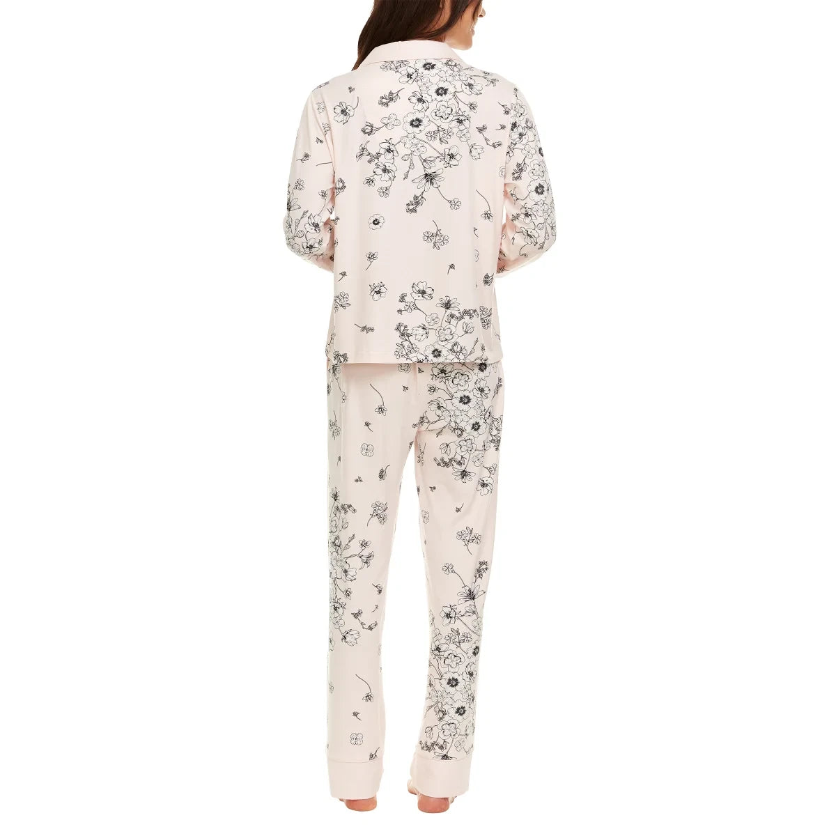 Flora Nikrooz Women's Satin Trim Notch Collar PJ Set