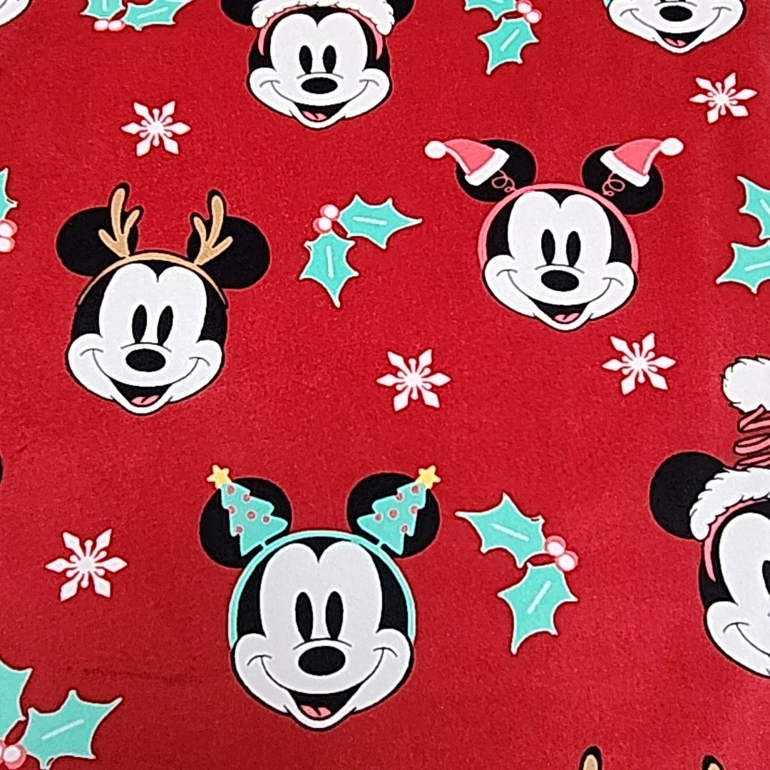 Disney Mickey Mouse Pajama Set Size XL Christmas Holiday Red Shirt Jogger Pant