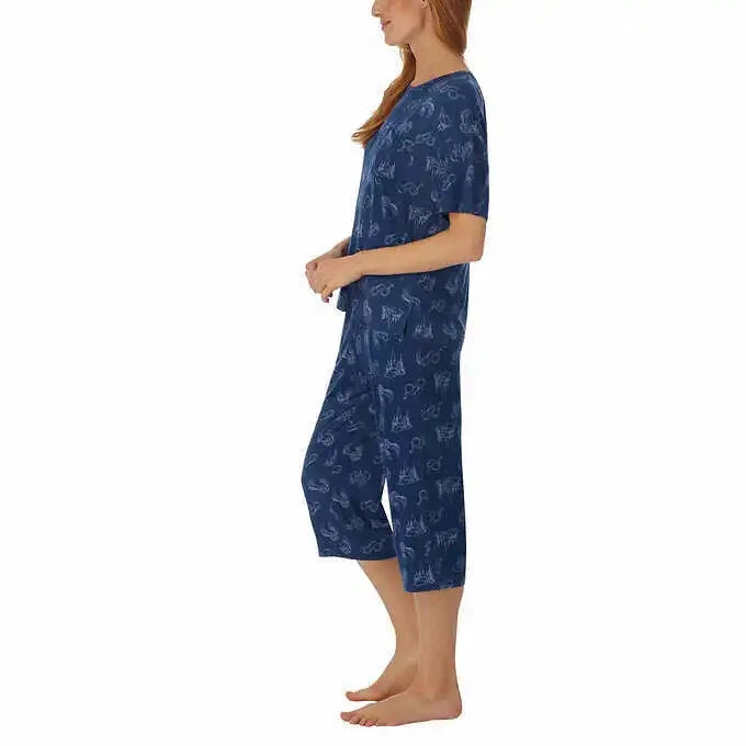Disney Womens 2 Piece Capri Pajama Set