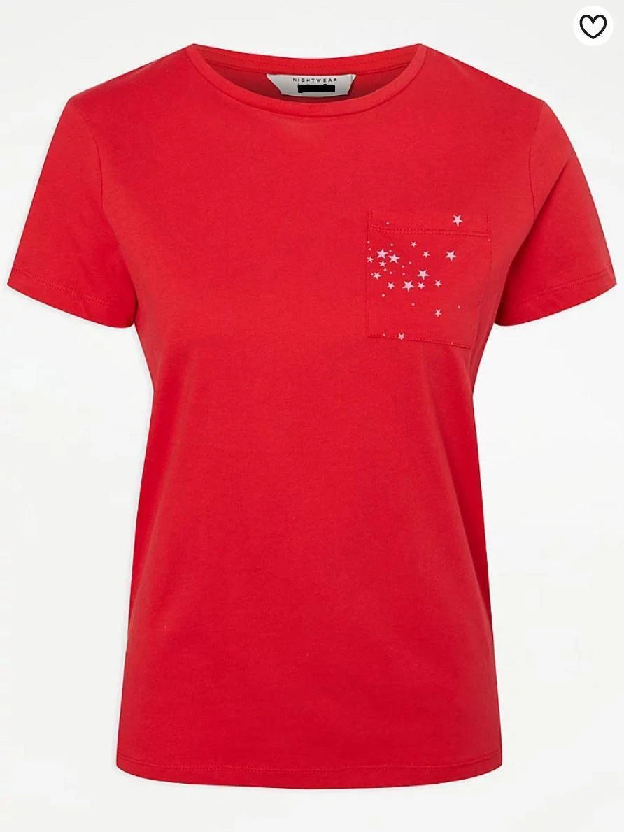 Ladies Star Print Pure Cotton Pyjama PJ Set Short Sleeve