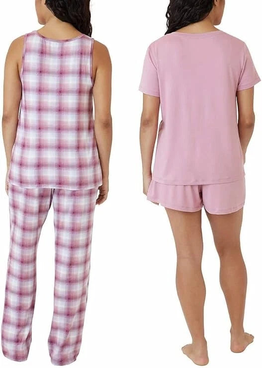 NWT Eddie Bauer Women's 4 Piece Pajama Sleep Set Tea Rose Size S $60 FLI170