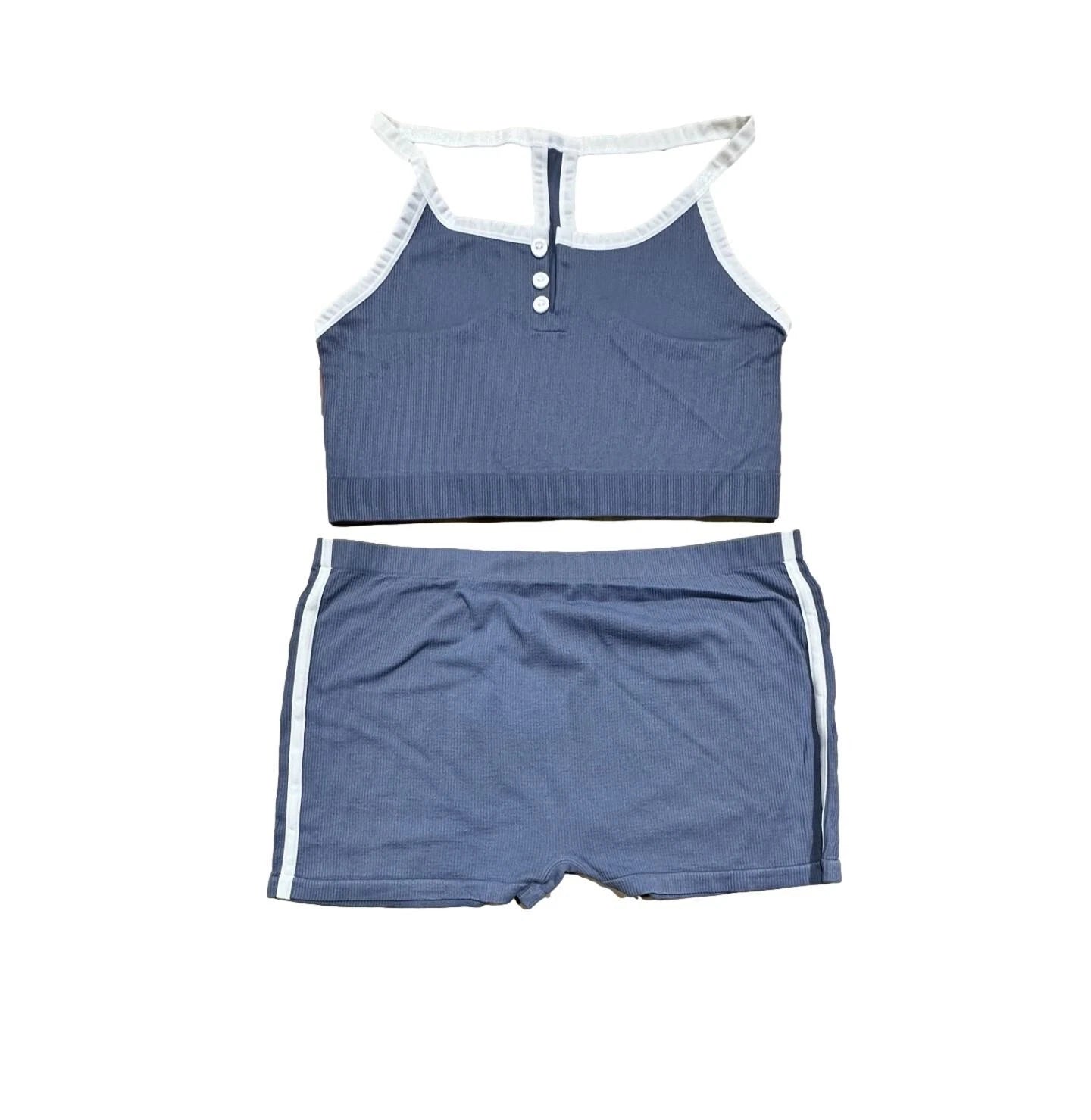 Women's Plus Size Henley Set - Colsie Blue 3X