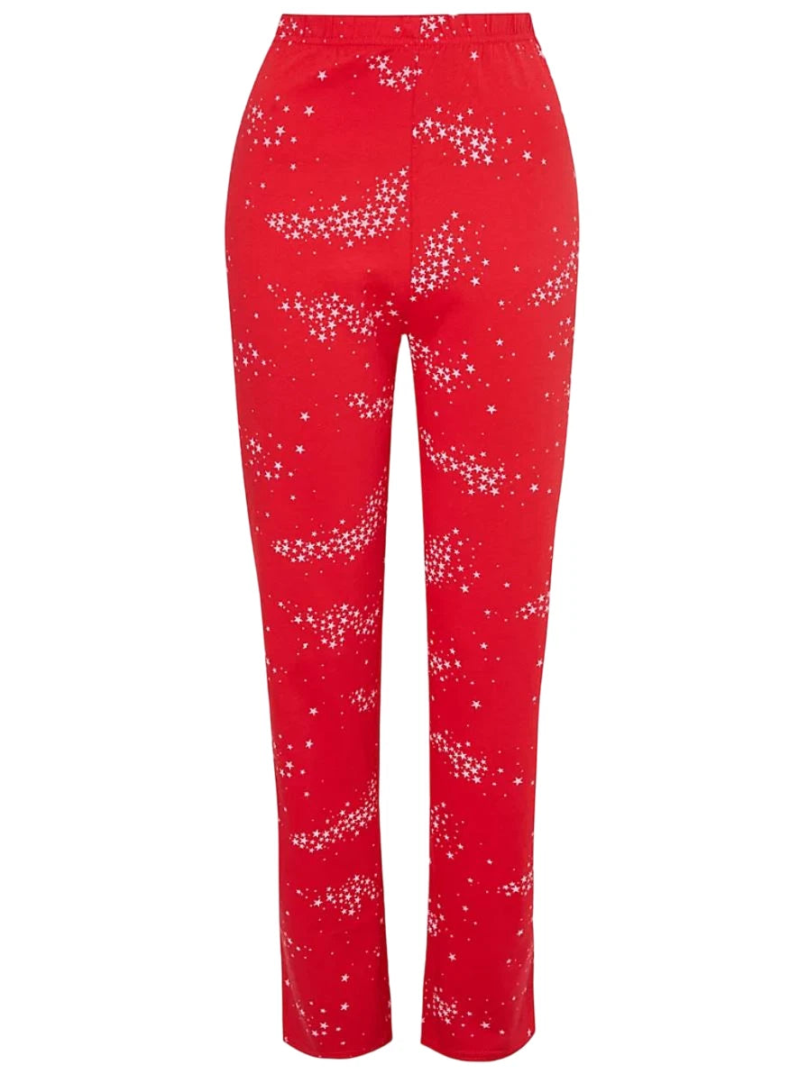 Ladies Star Print Pure Cotton Pyjama PJ Set Short Sleeve