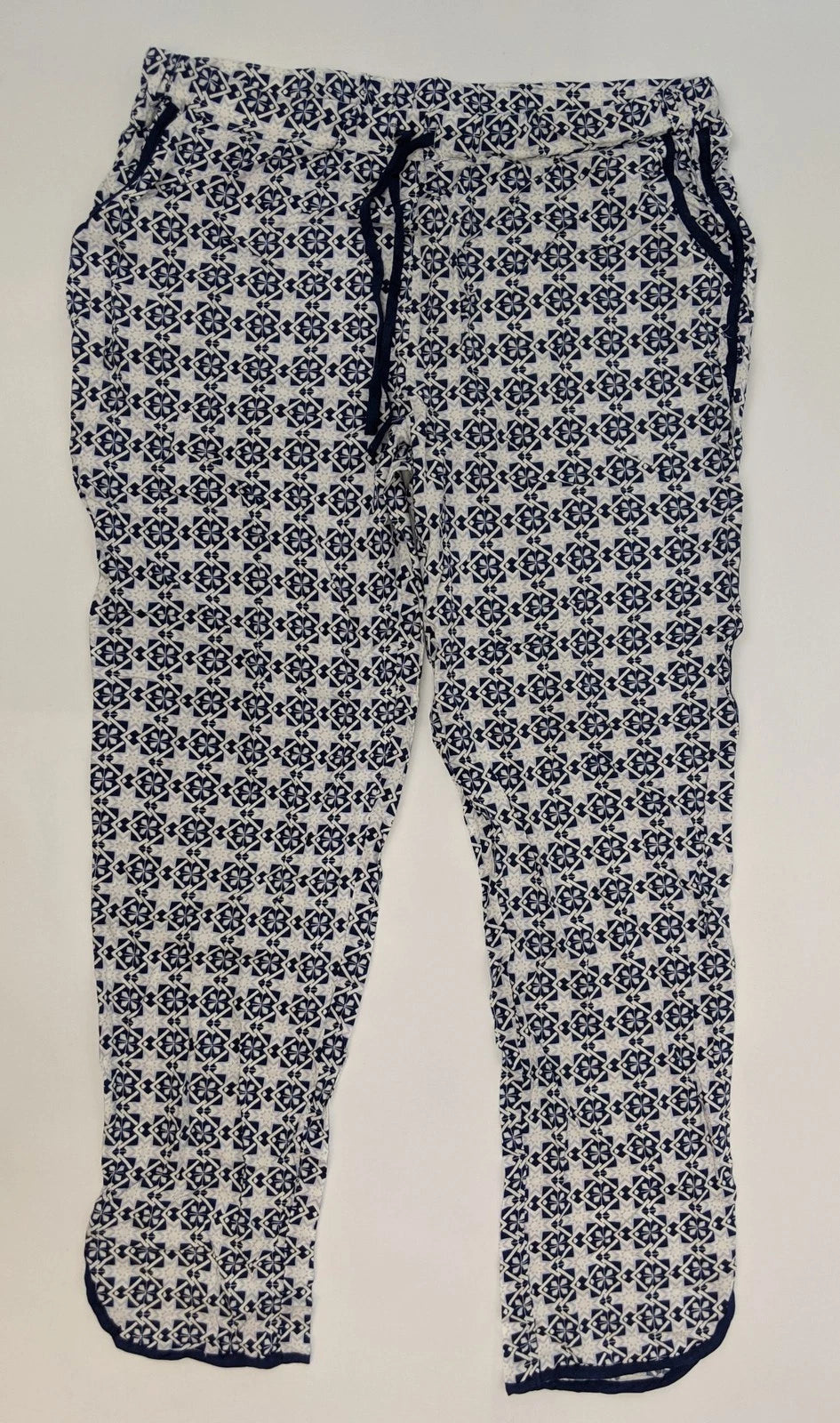 ASOS Womens Pajama Set Shirt and Pants White Blue Size 10