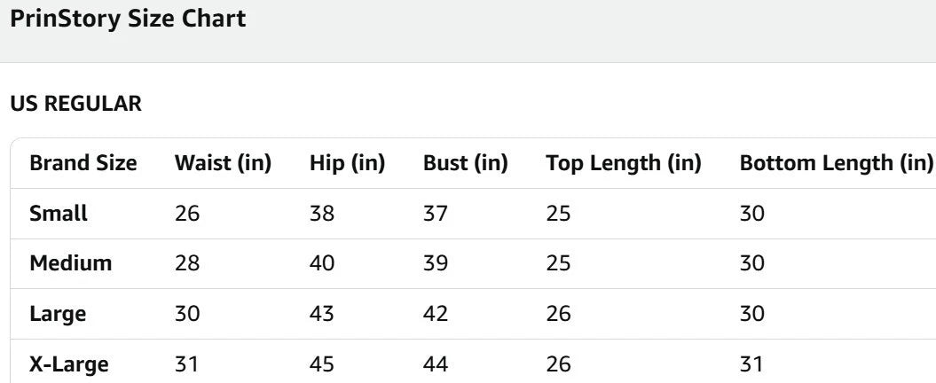 PrinStory 2pc Pajama Short Sleeve & Capri Pants Sleepwear Pjs Set Sz Large SOFT