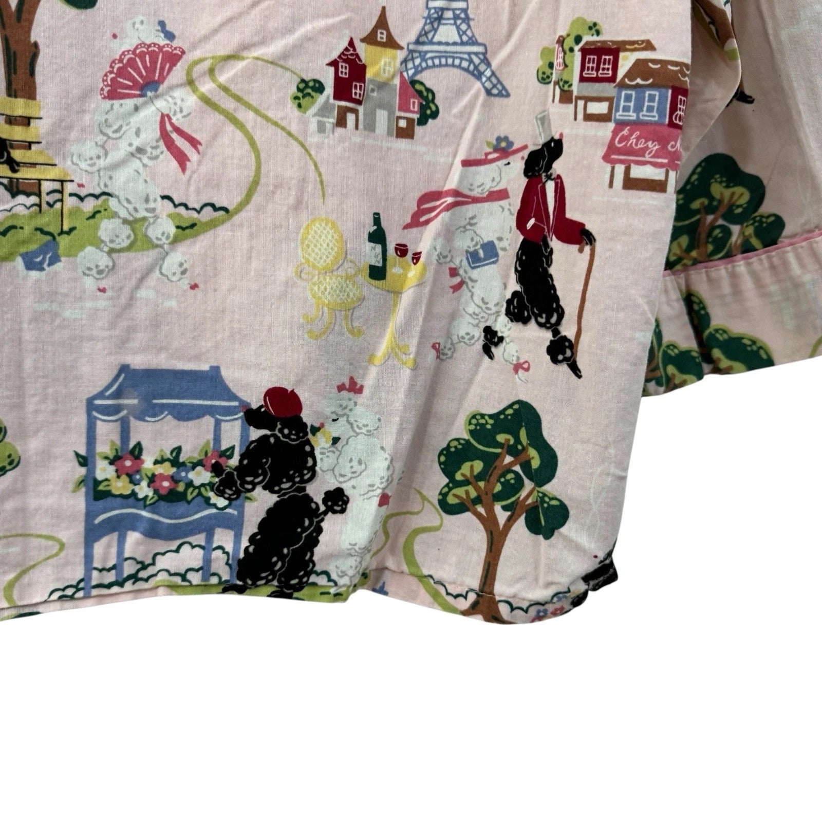 Nick & Nora Medium Pajama Set Poodles In Paris Cotton Top Pants Womens READ