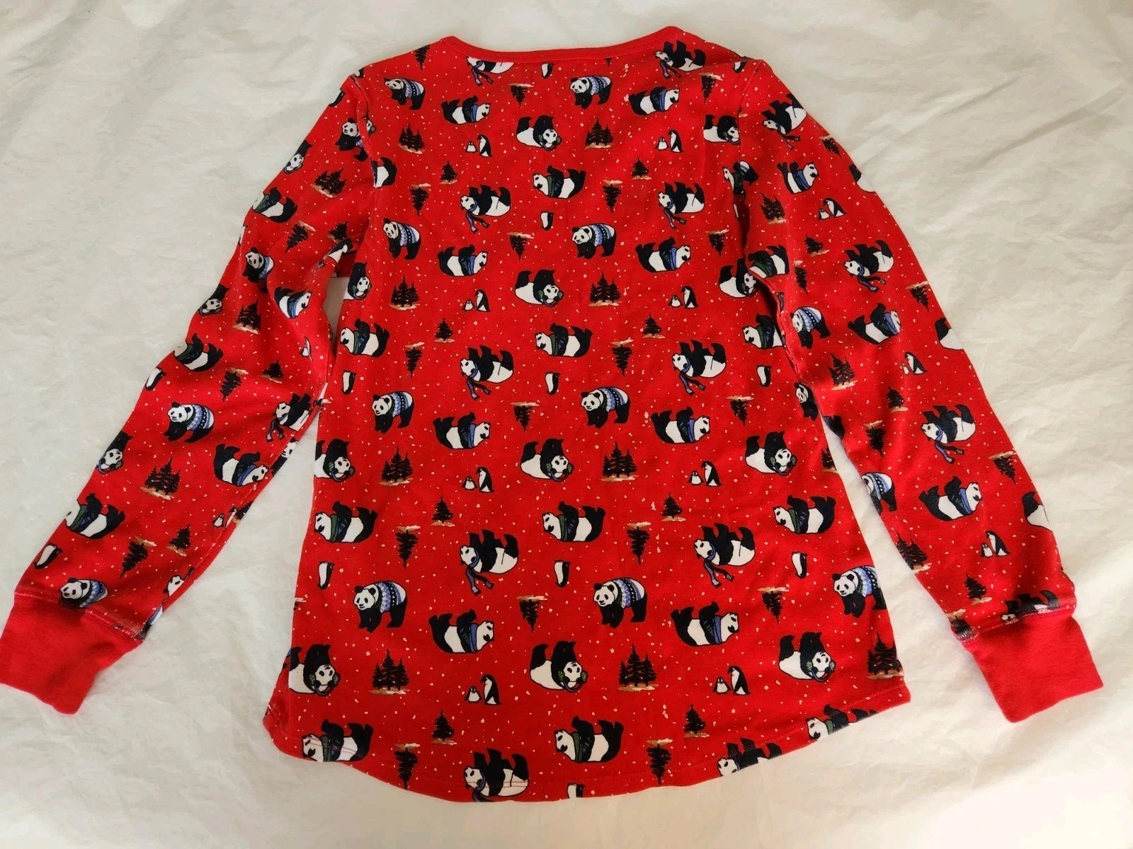 Red Panda Bear 100% Cotton 2pc PJ Winter Cozy Women's Medium Long Sleeve Stretch