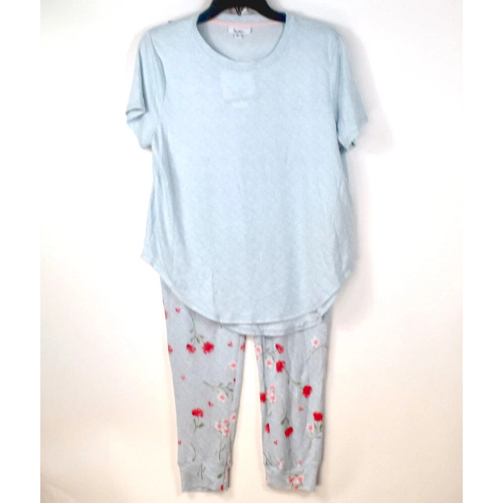 Roudelain Whisper Luxe Top & Jogger Pants Pajama Set Pearl Blue Ch Sz New BJE225