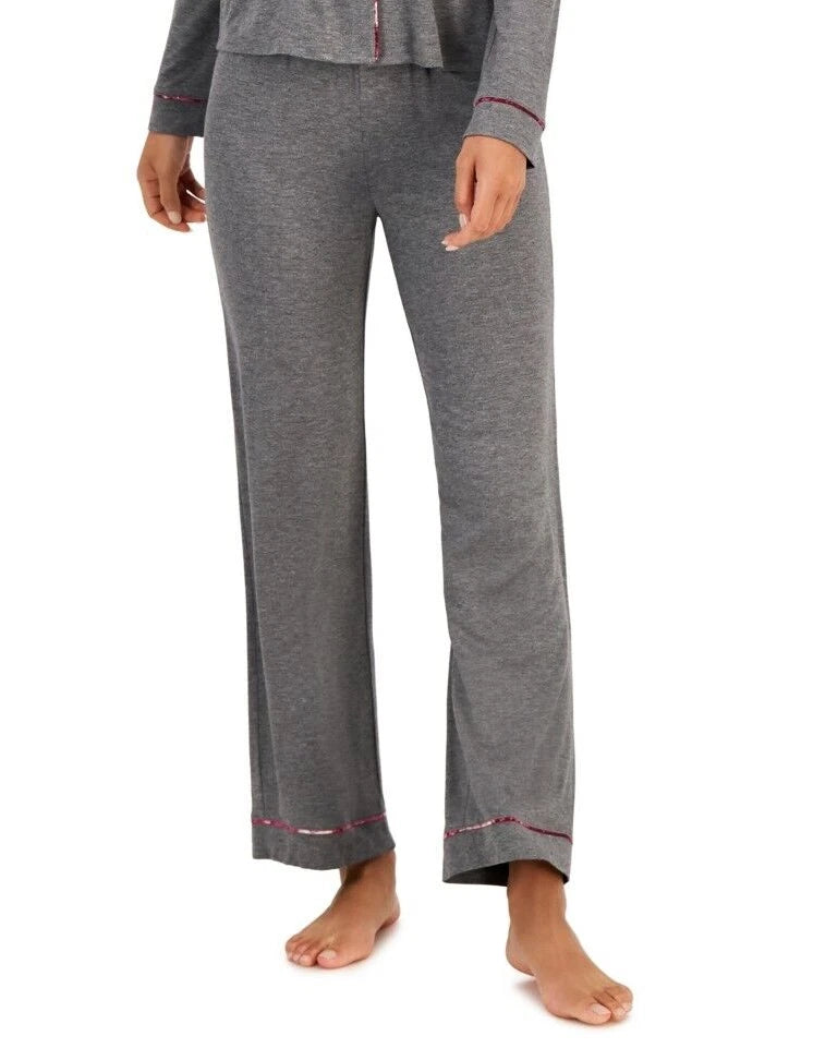Jenni Women's 2-Piece Notch-Collar Pajama Set, Pewter Dark Gray, XS