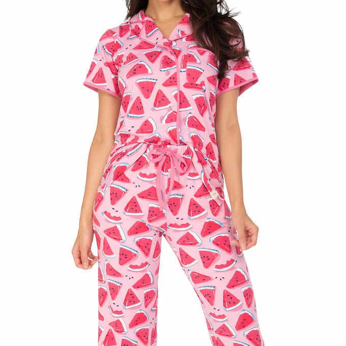 Munki Munki Ladies 2-piece Jersey Pajama Set Pink Watermelon XL 16/18 Plus NWT
