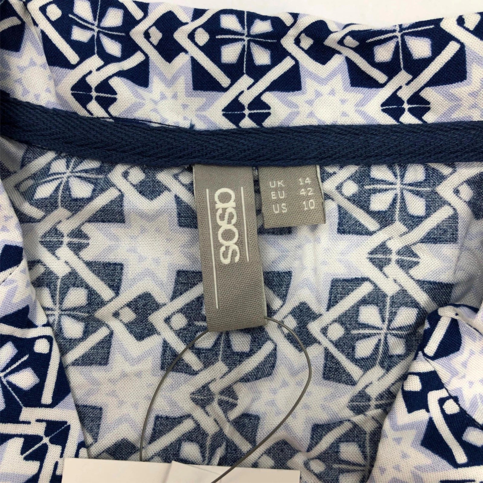 ASOS Womens Pajama Set Shirt and Pants White Blue Size 10