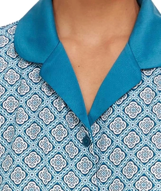 Flora Nikrooz Women's Satin Trim Notch Collar PJ Set