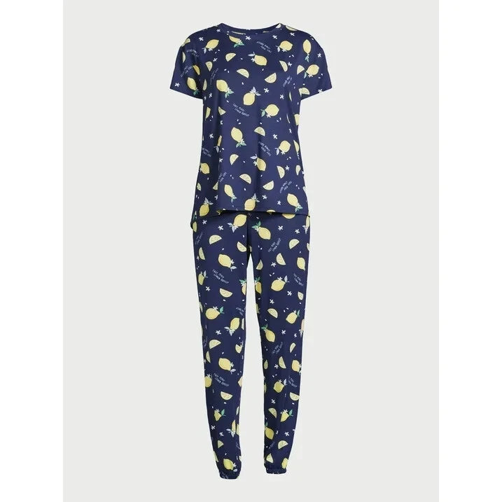 Joyspun Women's Tee And Joggers  PJ Set Nautical Navy  Plus  Size  3X (22W-24W)