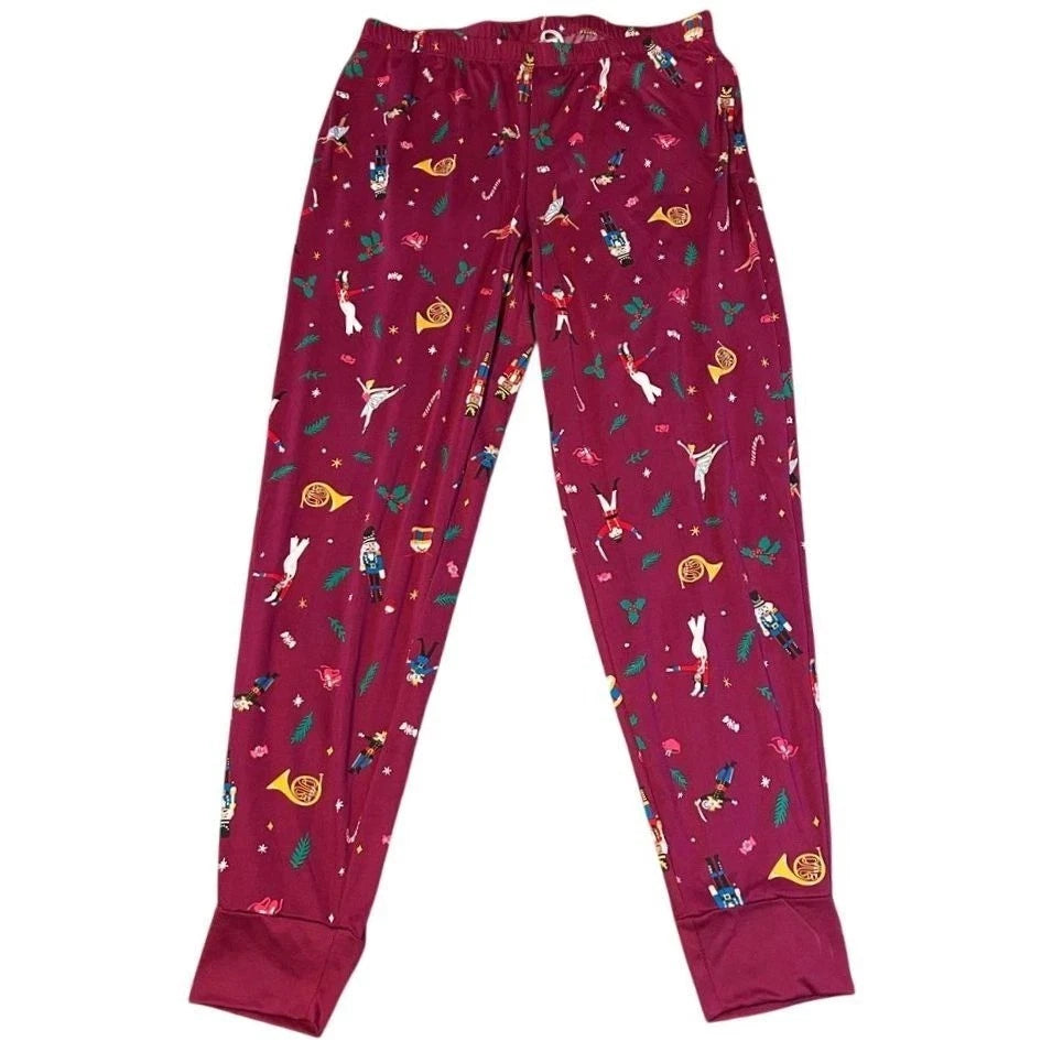 Joyspun Women's Size Small (4-6) Purple Nutcracker Pajamas Joggers Set Christmas