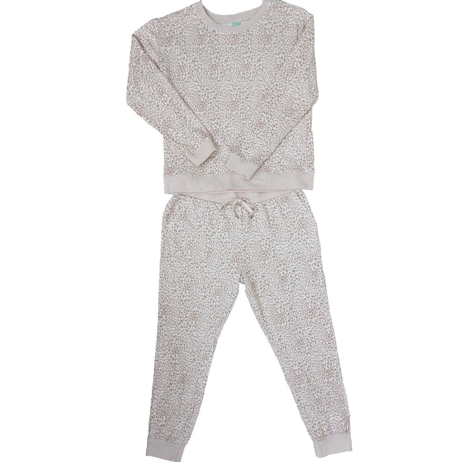 Honeydew 2-Piece Long Sleeve Jogger Pajama Set Womens Large Leopard Animal Print