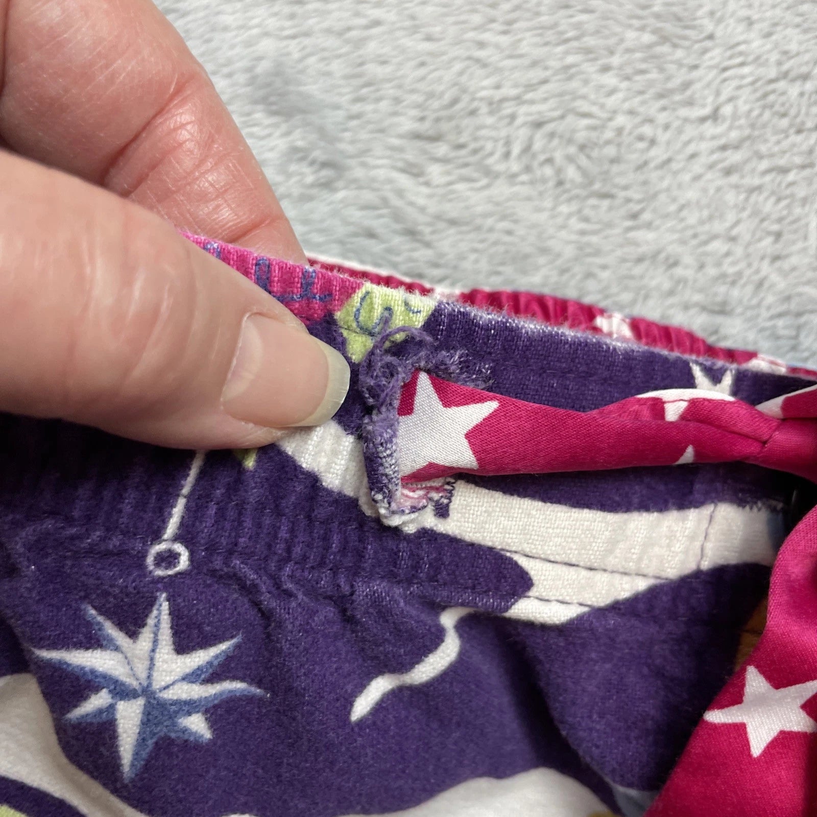 Nick & Nora Owl Pajama Set Womens XL Purple Flannel Top Bottoms Starry Night