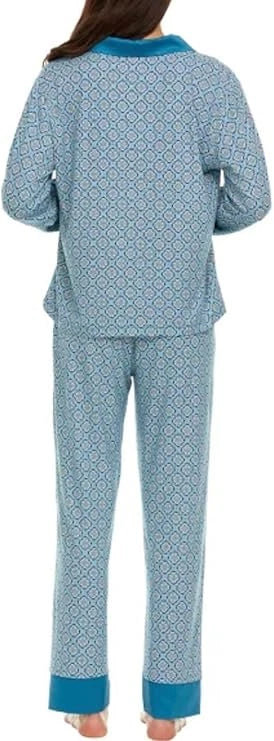 Flora Nikrooz Women's Satin Trim Notch Collar PJ Set