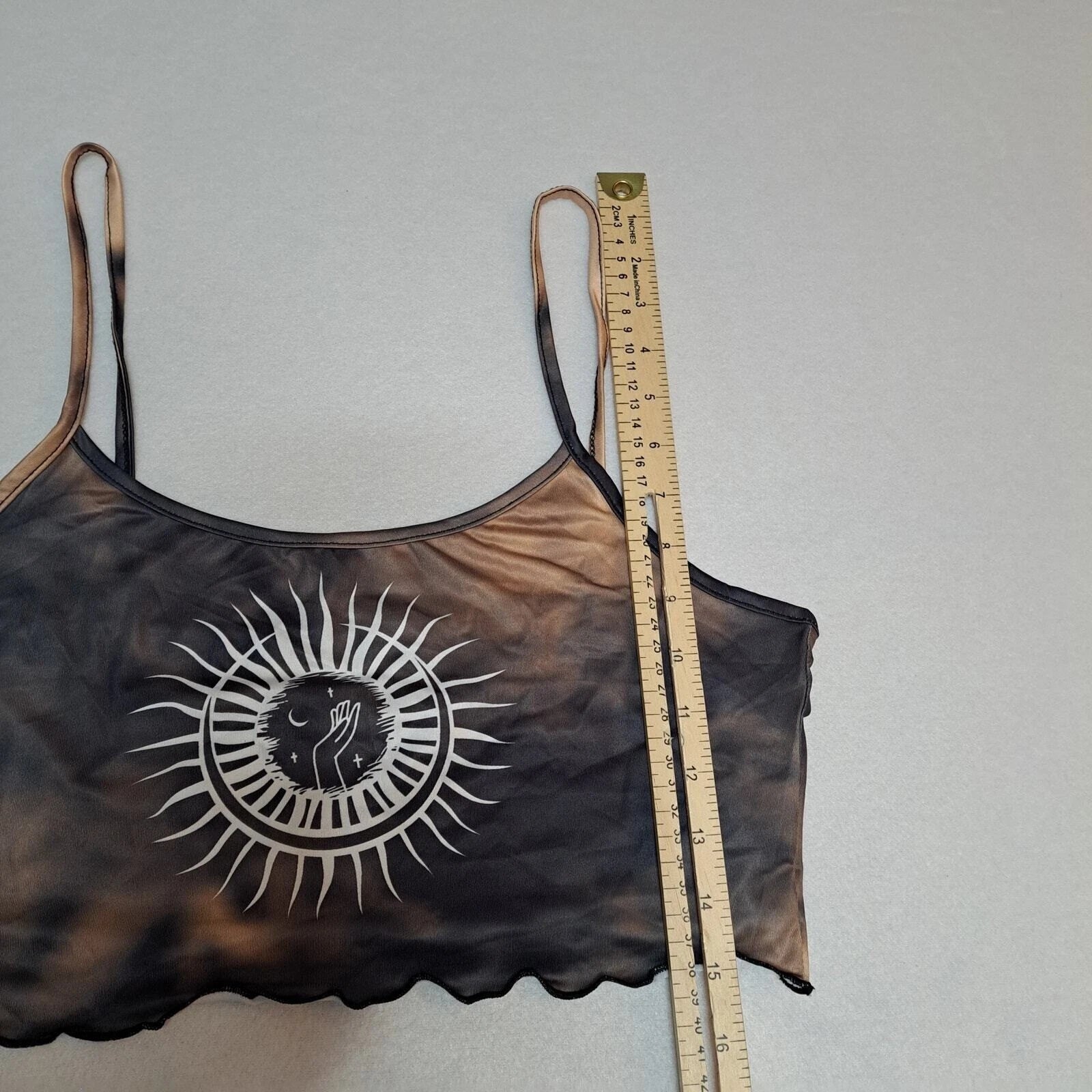 Sun Moon Tie Dye Pajama Set Women M Cami Top Shorts Celestial Lettuce Trim NWOT