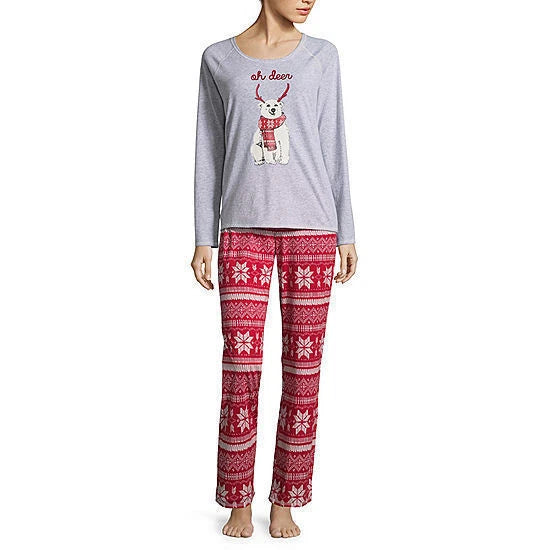 NWT $42 simply chic Women 2 Piece Pajama Set micro fleese large