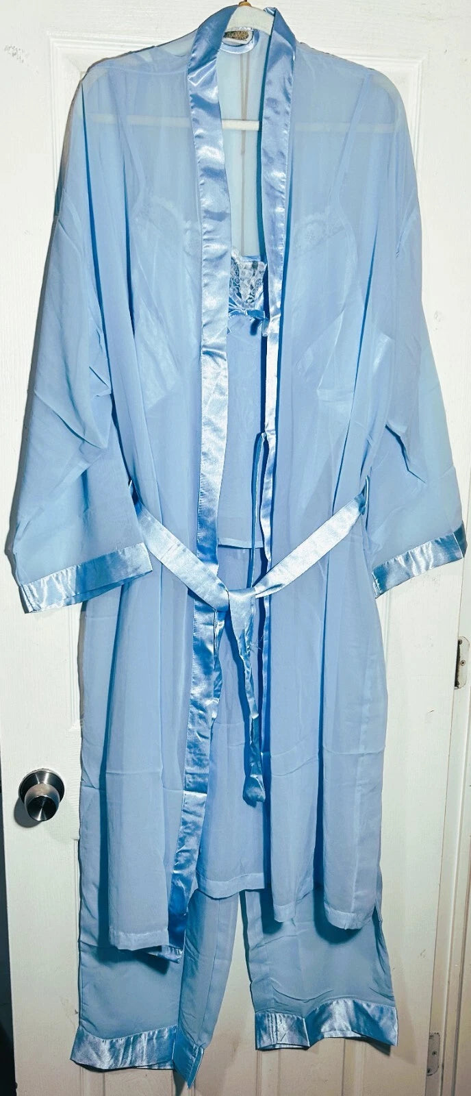 3PC Women Night Dress set XL Pajama Sleepwear Long Robe Nightwear pajamas Set